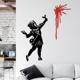 Wallity Banksy Metal 09 Escultura de pared negra